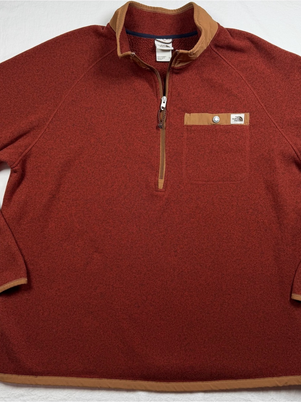 The North Face Gordon Lyons 1/4 Zip Fleece Pullover Mens XXL Rust  red